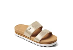 Reef Womens Banded Horizon Hi Slide Sandal - Champagne