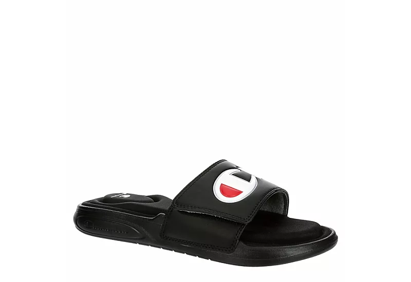 Champion Womens Foundation Split Script Slide Sandal - Black 1 Champion Womens Foundation Split Script Slide Sandal - Black