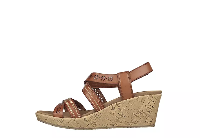 Skechers Womens Beverlee-delicate Glow Wedge Sandal - Cognac 3 Skechers Womens Beverlee-delicate Glow Wedge Sandal - Cognac - Image 3