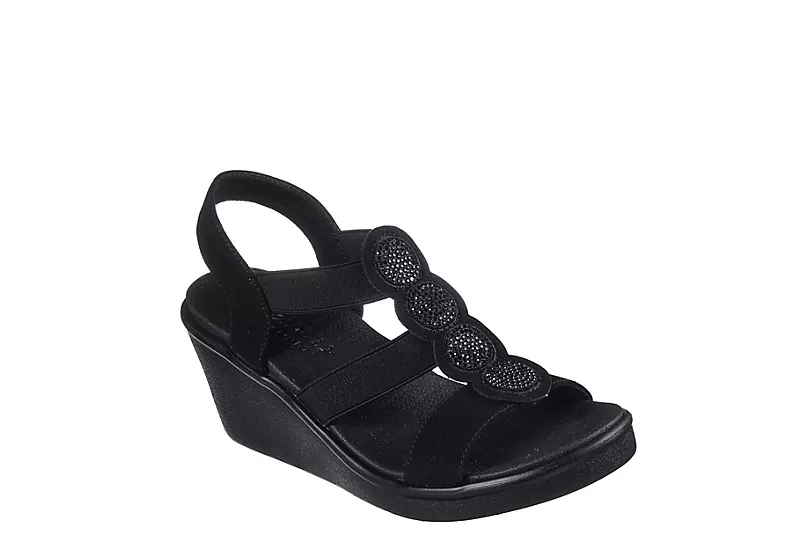 Skechers Womens Rumble On - Camp Glam Wedge Sandal - Black 1 Skechers Womens Rumble On - Camp Glam Wedge Sandal - Black