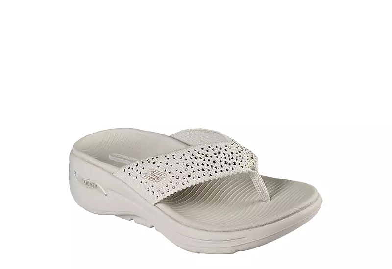 Skechers Womens Dazzle- Arch Fit Flip Flop Sandal - Natural 1 Skechers Womens Dazzle- Arch Fit Flip Flop Sandal - Natural
