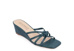 Journee Collection Womens Blayke Wedge Slip On Sandal - Blue