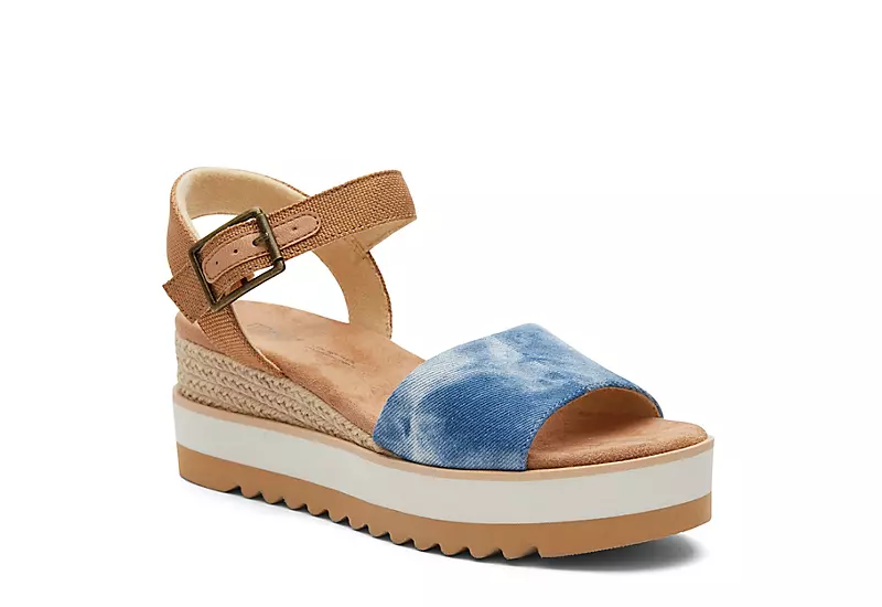 Toms Womens Diana Wedge Sandal - Denim 1 Toms Womens Diana Wedge Sandal - Denim